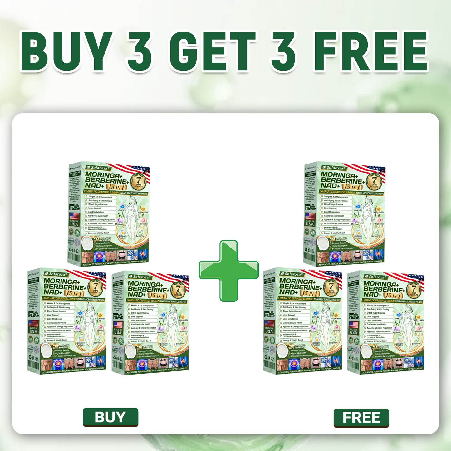 FDA Registered & GMP Certified | 🧑⚕️🩺 Solaroza® Moringa & Berberine 10-IN-1 Advanced NanoMicroneedle Patch | Backed by Scientific Evidence |10-in-1 Formula | Results in 5 Days🚀