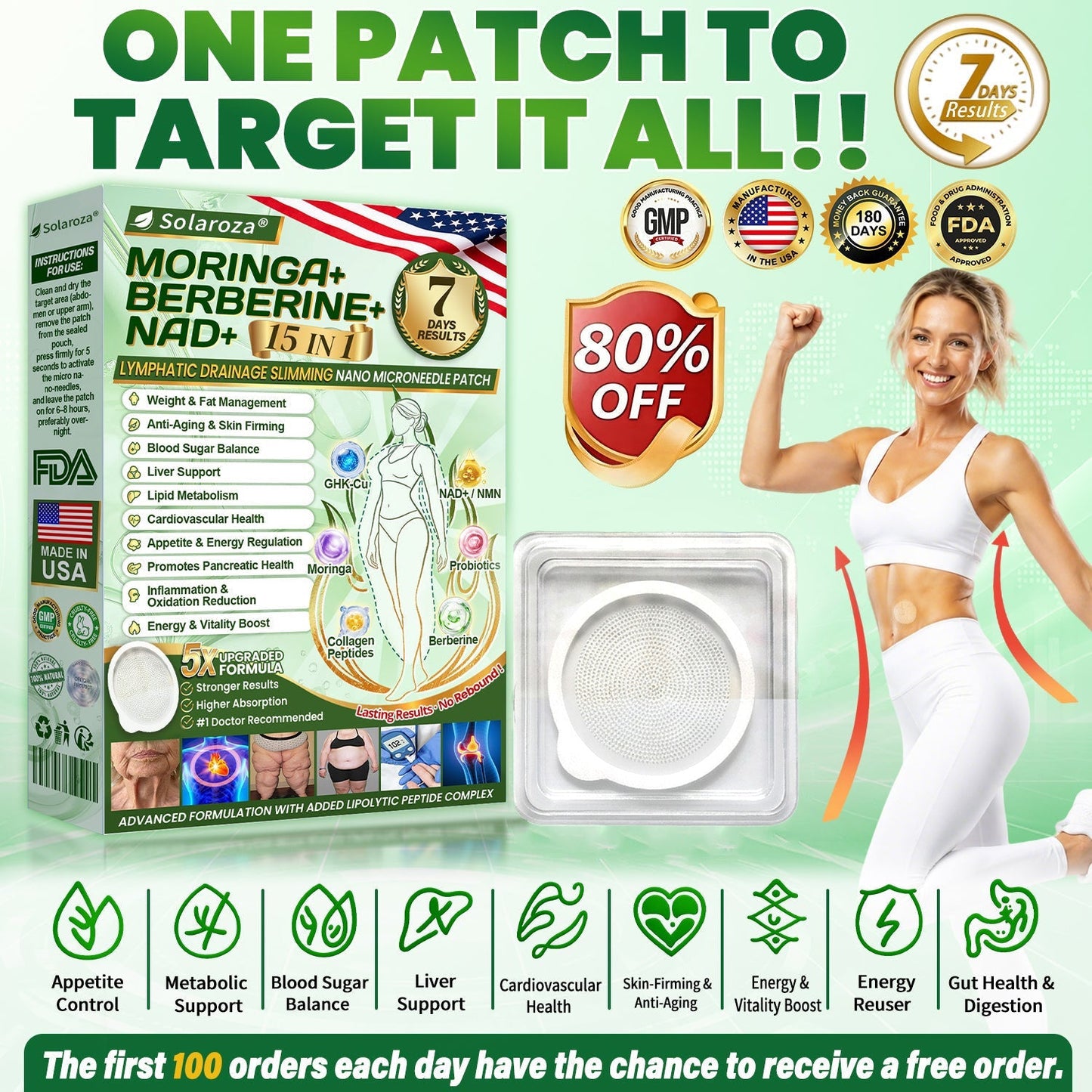 FDA Registered & GMP Certified  | 🧑‍⚕️🩺 Solaroza® Moringa & Berberine 10-IN-1 Advanced NanoMicroneedle Patch |  Backed by Scientific Evidence |10-in-1 Formula | Results in 5 Days🚀